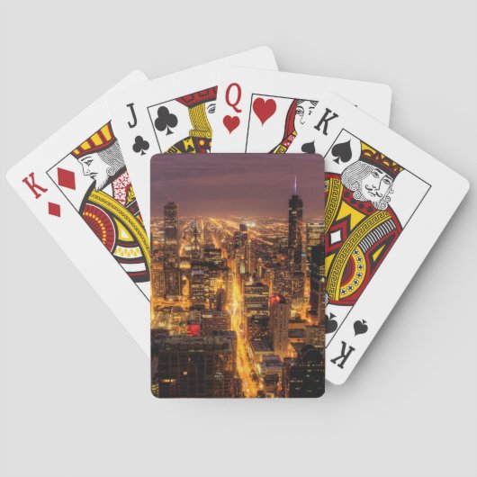 NachtStadtbild von Chicago Spielkarten (Rückseite)