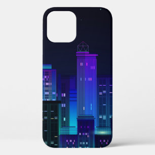 Nachtstadtpanorama mit Neonglühen auf dunklem Hint Case-Mate iPhone Hülle