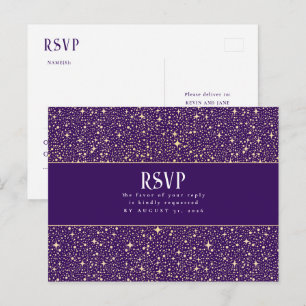 Nachtstars Lila Hochzeit RSVP Postkarte
