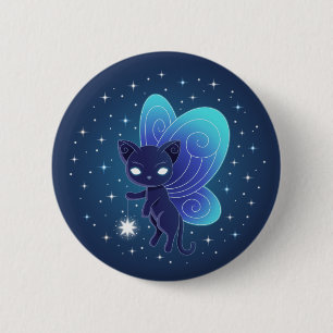 Nachtstern Feen Pixie Katze Button