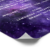 Nachtsterne. Lila Hochzeitsgetränke Bar Poster (Ecke)