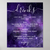 Nachtsterne. Lila Hochzeitsgetränke Bar Poster (Vorne)