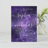 Nachtsterne. Lila Probe Einladung (Stehend Vorderseite)