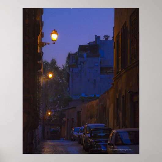 Nachtstraße in Rom, Italien Poster (Vorne)