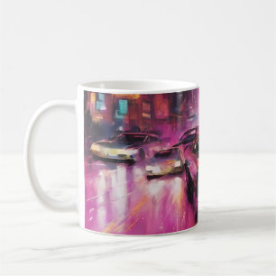 Nachtstraßenrennen in der pulsierenden Stadt Kaffeetasse