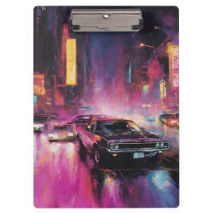 Nachtstraßenrennen in der pulsierenden Stadt Klemmbrett