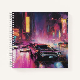 Nachtstraßenrennen in der pulsierenden Stadt Notizblock