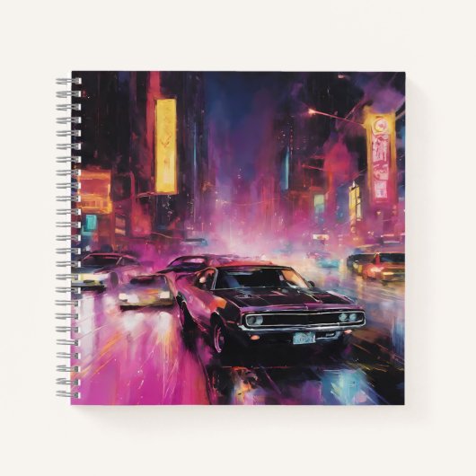 Nachtstraßenrennen in der pulsierenden Stadt Notizblock (Vorderseite)
