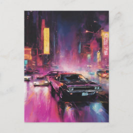 Nachtstraßenrennen in der pulsierenden Stadt Postkarte