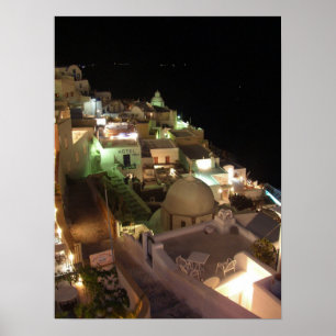 Nachtszene Santorini Poster