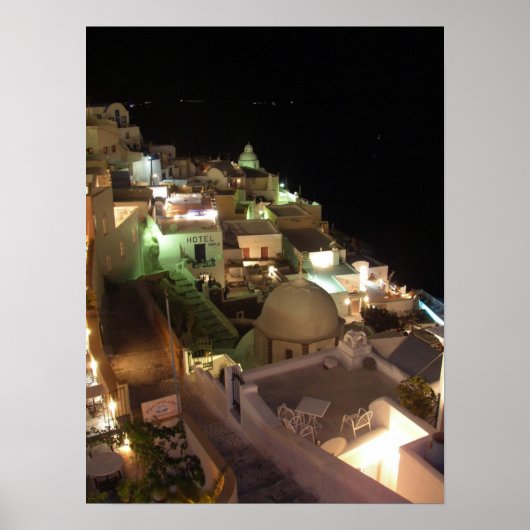 Nachtszene Santorini Poster (Vorne)