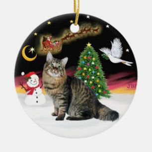 Nachttisch FLight - American Bobtail (tabby1) Keramikornament