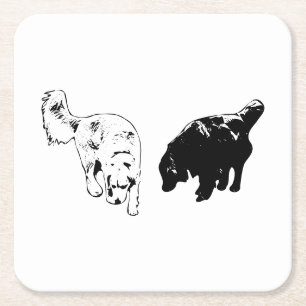 Nachttisch-Hush — Retriever Duo Rechteckiger Pappuntersetzer