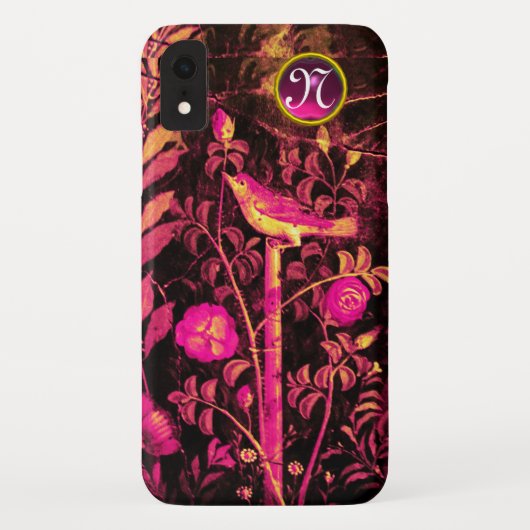 NACHTUNG MIT ROSE MONOGRAMM, rosa, schwarz gelb Case-Mate iPhone Hülle (Rückseite)