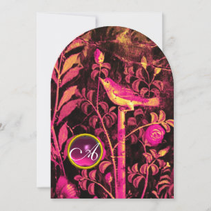 NACHTUNG MIT ROSE MONOGRAMM, rosa, schwarz gelb Einladung