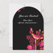 NACHTUNG MIT ROSE MONOGRAMM, rosa, schwarz gelb Einladung (Rückseite)