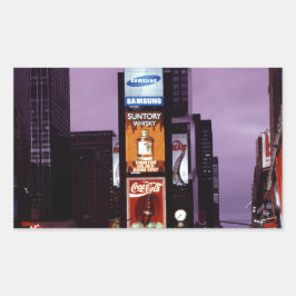 Nachtverkehr auf dem New York Times Square Rechteckiger Aufkleber