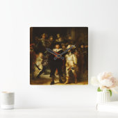 Nachtwache-barocke Malerei Rembrandts Nightwatch Quadratische Wanduhr (Zuhause)