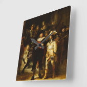 Nachtwache-barocke Malerei Rembrandts Nightwatch Quadratische Wanduhr (Winkel)