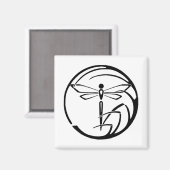 Nachtwache - Libelle (schwarz auf weiß) Magnet (Vorderseite/Rückseite)