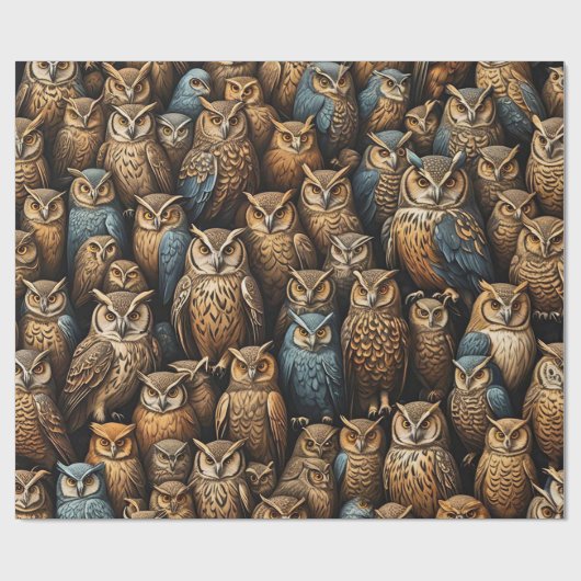 Nachtwache: Muster der Owl-Ansammlung Geschenkpapier (Flach)