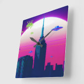 Nachtwache und Vapor Daze Quadratische Wanduhr (Winkel)