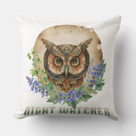 Nachtwächter Boho Eule Illustration Kissen