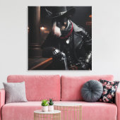 Nachtwächter: Das Bull Terrier Outlaw Leinwanddruck (Insitu (Wohnzimmer))