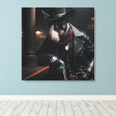 Nachtwächter: Das Bull Terrier Outlaw Leinwanddruck (Insitu (Holzboden))