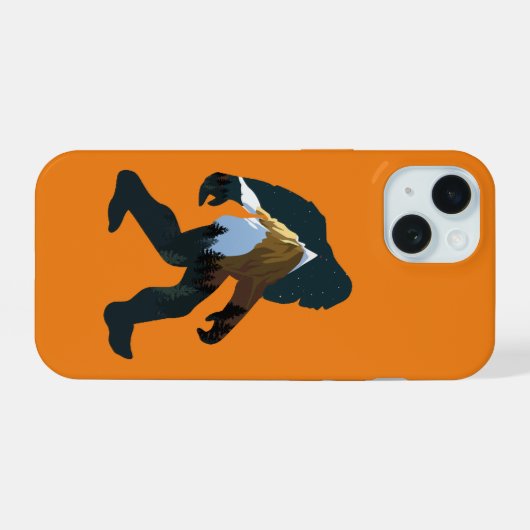 Nachtwald Bigfoot iPhone 15 Hülle (Rückseite (Horizontal))