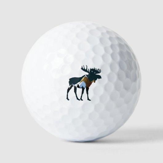 Nachtwald Elch Golfball (Vorderseite)