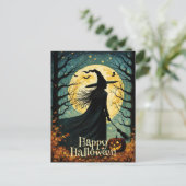 Nachtwald Halloween Witz Vollmond Postkarte (Stehend Vorderseite)