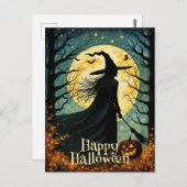 Nachtwald Halloween Witz Vollmond Postkarte (Vorne/Hinten)