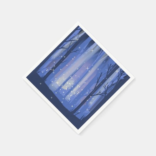 Nachtwald und glitzernde Glühwürmchen Serviette (Ecke)