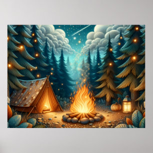 Nachtwaldcamping Poster
