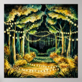 Nachtwaldlichter - nebensächlicher Farbstil Poster (Vorne)