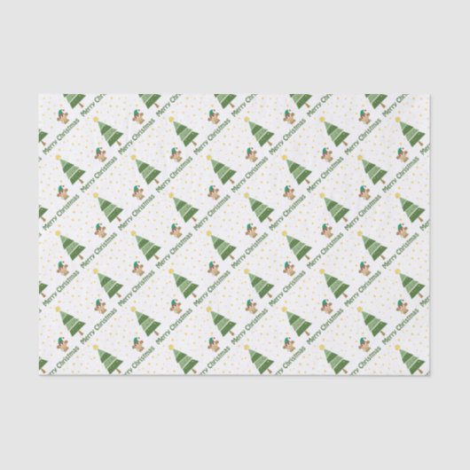 Nachtweihnachtszene mit Niedlichem Affen Seidenpapier (Vorderseite)