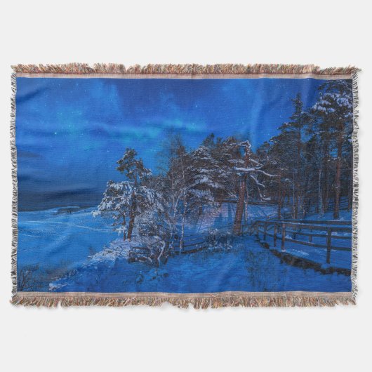 Nachtwinterszene mit schneebedeckten Kiefern Decke (Vorderseite)