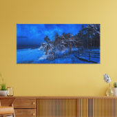 Nachtwinterszene mit schneebedeckten Kiefern Leinwanddruck (Insitu (Wohnzimmer))