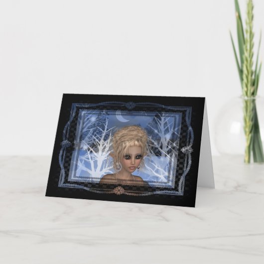 Nachtwintertime Elf Design Feiertagskarte (Vorderseite)