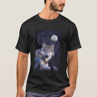 Nachtwolf mit keltischem Knoten T-Shirt