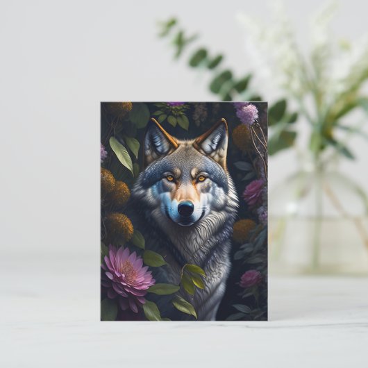 Nachtwolf Postkarte (Stehend Vorderseite)