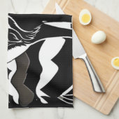 Nachtwolf-Silhouette Geschirrtuch (Viertel Falte)