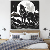 Nachtwolf-Silhouette Leinwanddruck (Insitu (Schlafzimmer))