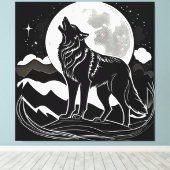 Nachtwolf-Silhouette Leinwanddruck (Insitu (Holzboden))