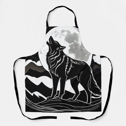 Nachtwolf-Silhouette Schürze (Vorderseite)