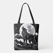 Nachtwolf-Silhouette Tasche (Rückseite)