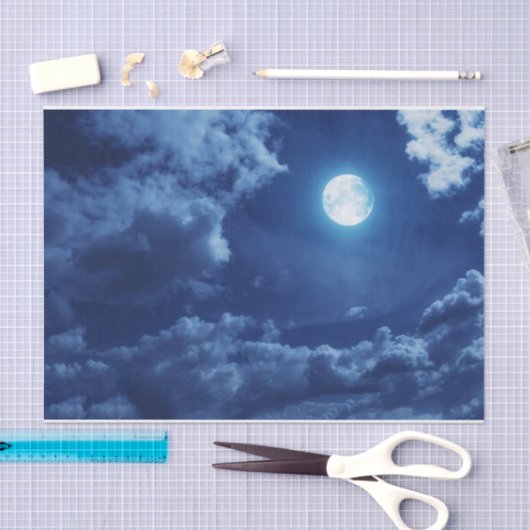 Nachtwolken mit Mond - Gewebepapier Seidenpapier (Handwerk)