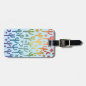 Nachtwüste Cacti Rainbow BLue Pattern Wasserfarbe Gepäckanhänger (Vorderseite horizontal)