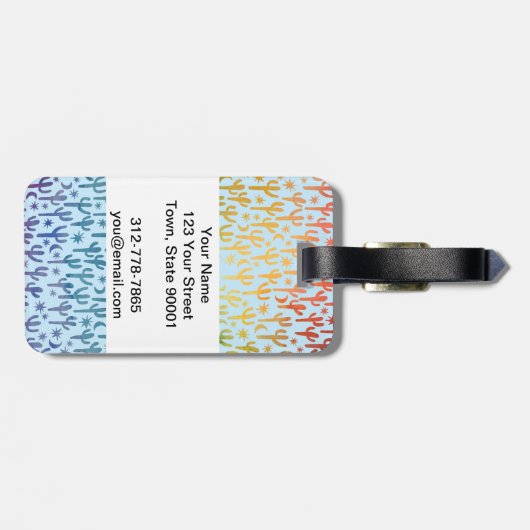 Nachtwüste Cacti Rainbow BLue Pattern Wasserfarbe Gepäckanhänger (Rückseite horizontal)